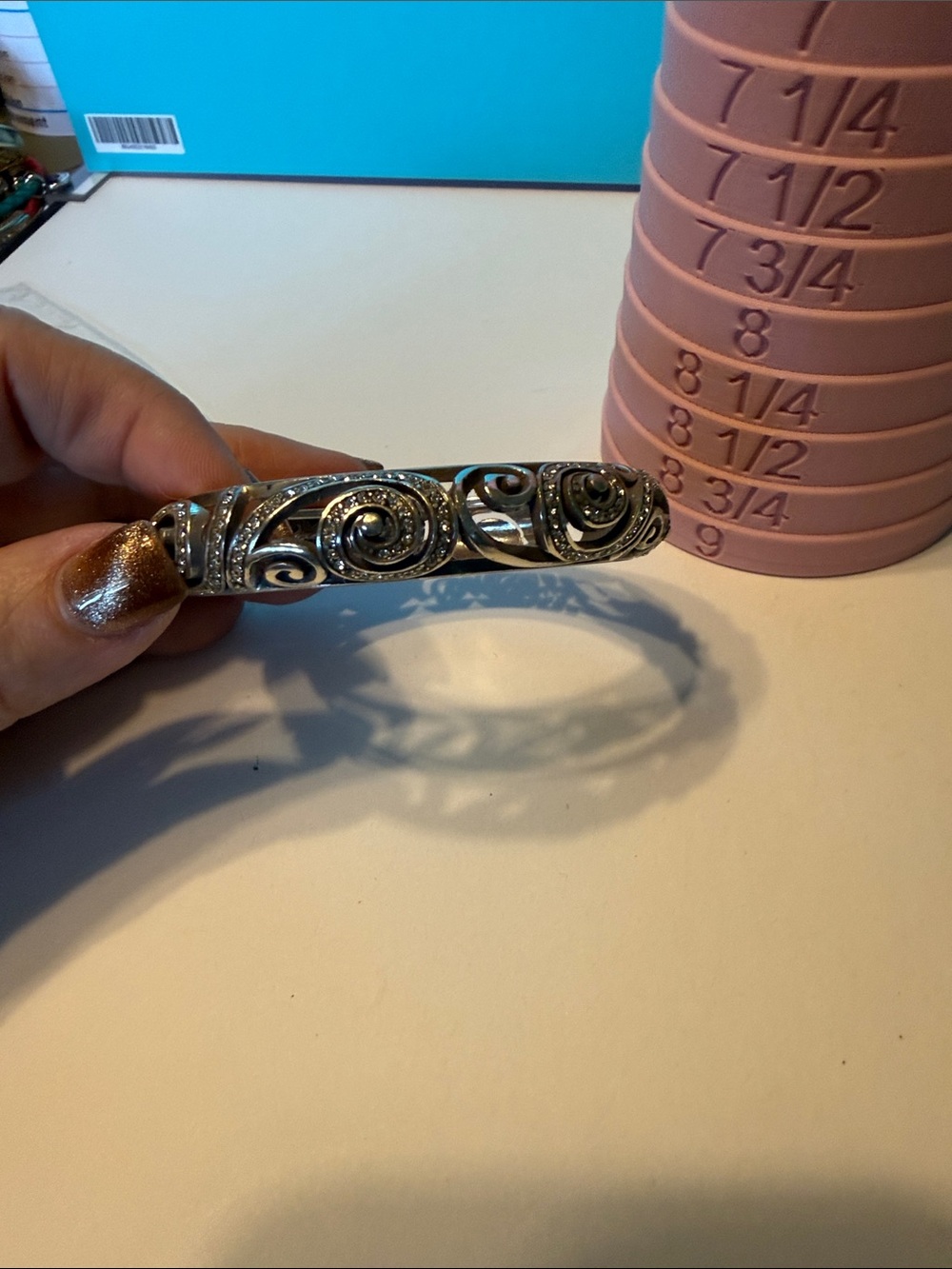 Brighton Silver Filigree Swirl Hinged Bangle Bracelet